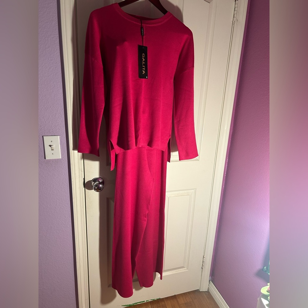 Vibrant Pink Long Sleeve Dress Set